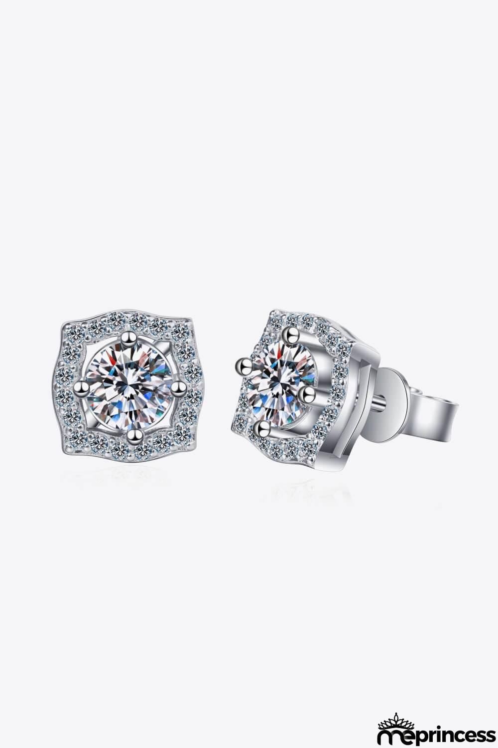 1 Carat Moissanite Geometric Stud Earrings