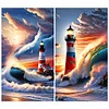 (US Local)2Pack Lighthouse 5D DIY Full Round Drill Big Size Diamond Painting Kit Home Decoration 40x70cm