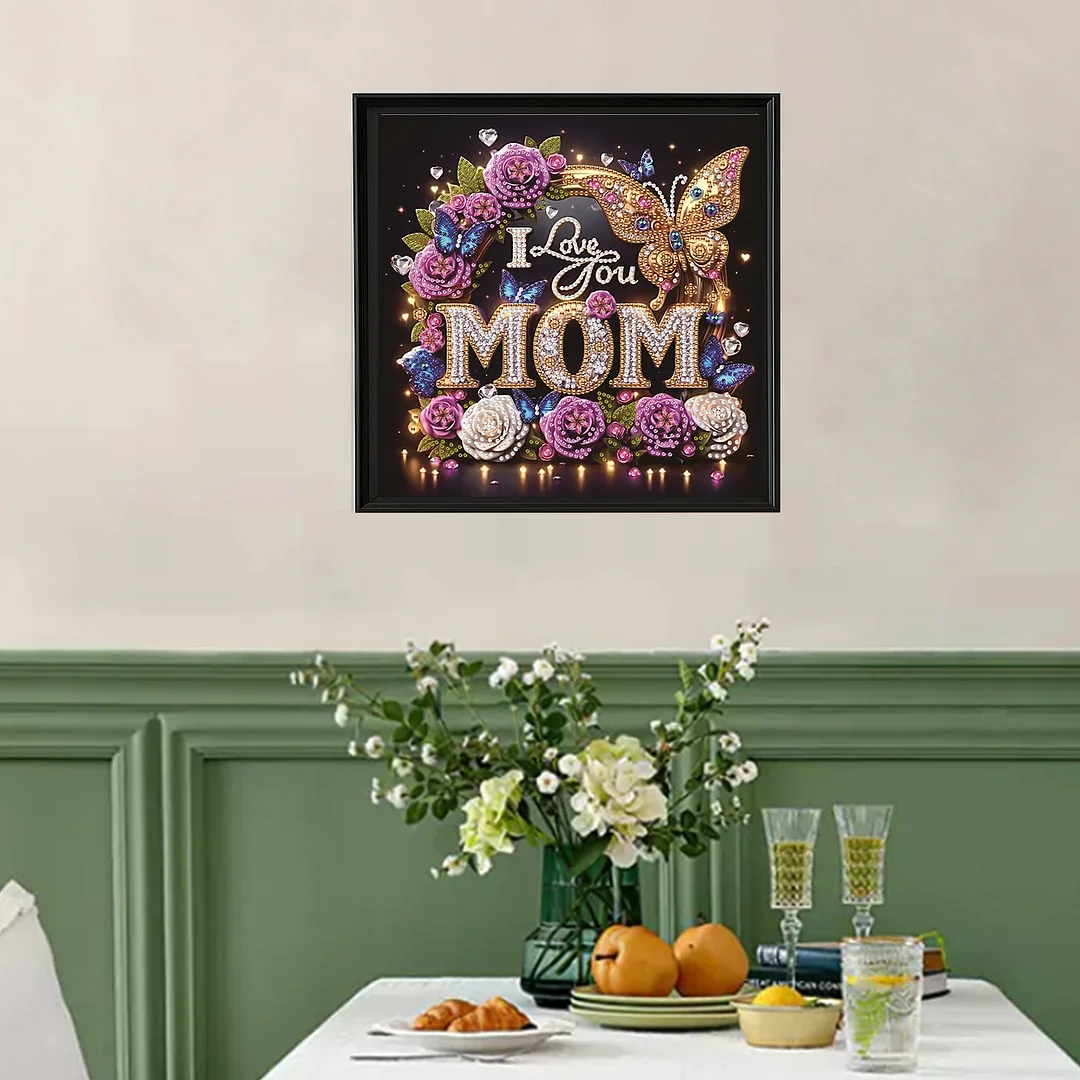 Diamond Painting - Partial Special Shaped Drill - I Love You Mom(Canvas|30x30cm)