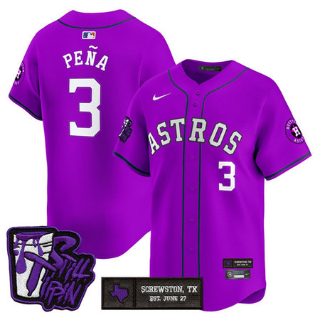 Youth Houston Astros #3 Jeremy Pena DJ Screw Still Tippin Purple Patch Vapor Limited Stitched Baseball Jersey