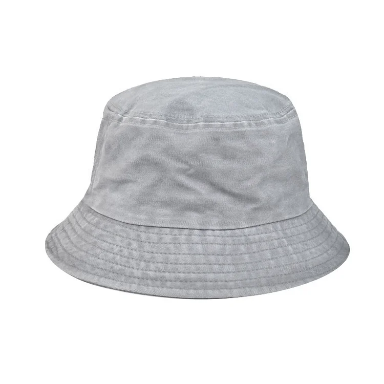 Solid Cotton Washed Denim Bucket Hats Unisex Wide Brim Caps at Hiphopee