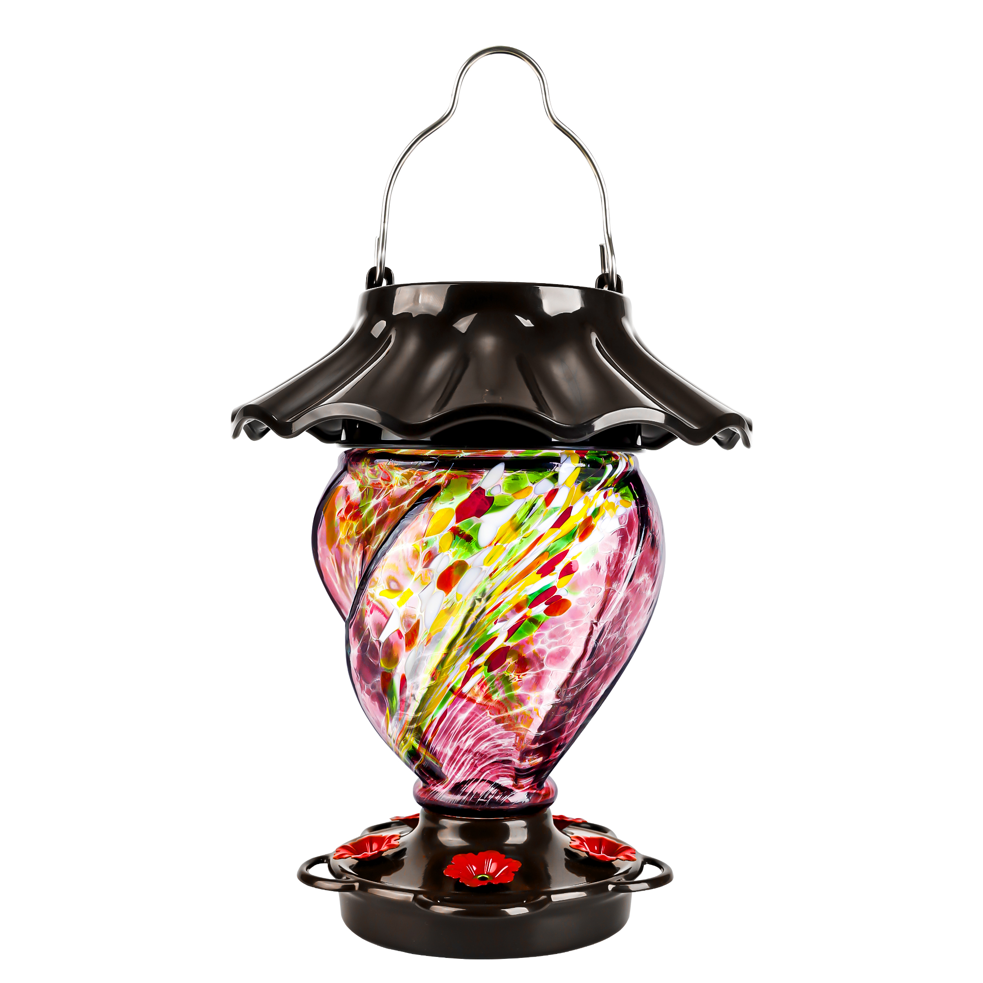 LUJII Solar Powered Hummingbird Feeder, 35 fl.oz, Ice Cream Shape, Purple