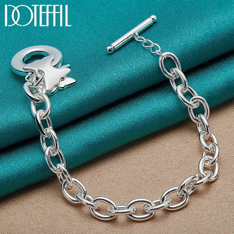 925 Sterling Silver Double Butterfly Pendant Bracelet Chain OT Buckle For Woman Jewelry