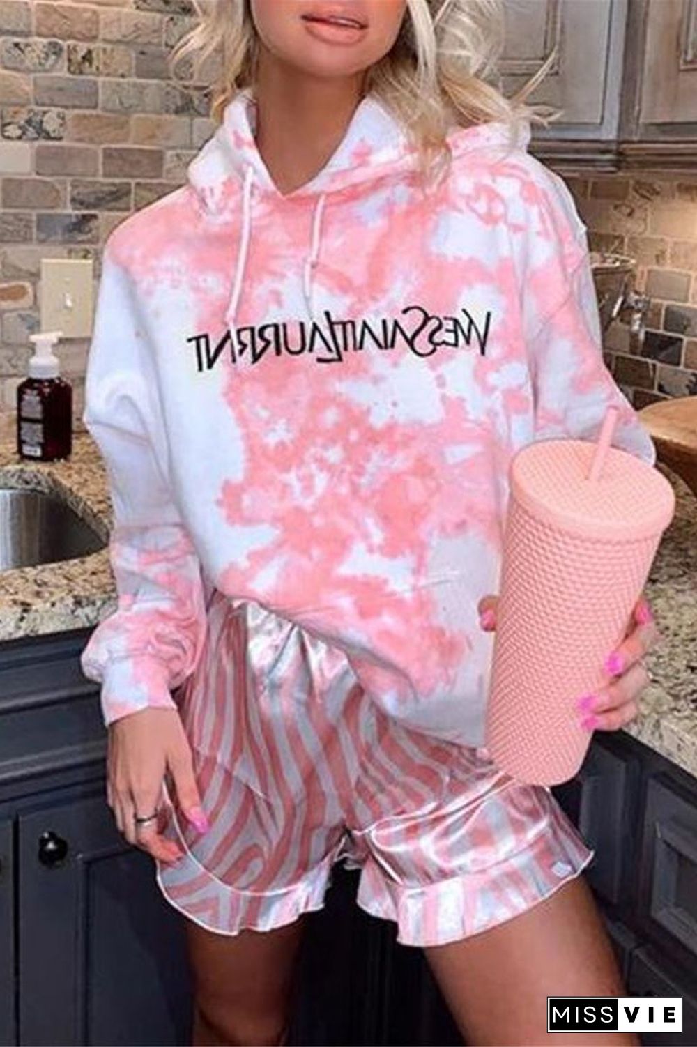 Tie Dye Hooded Two Piece Sets