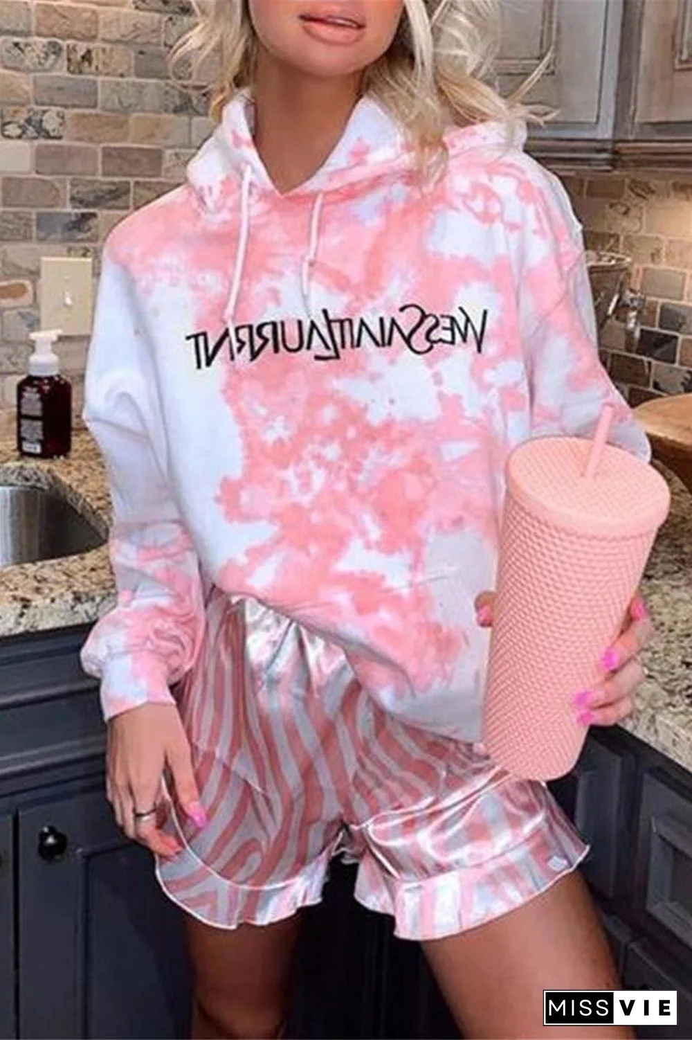 Tie Dye Hooded Two Piece Sets