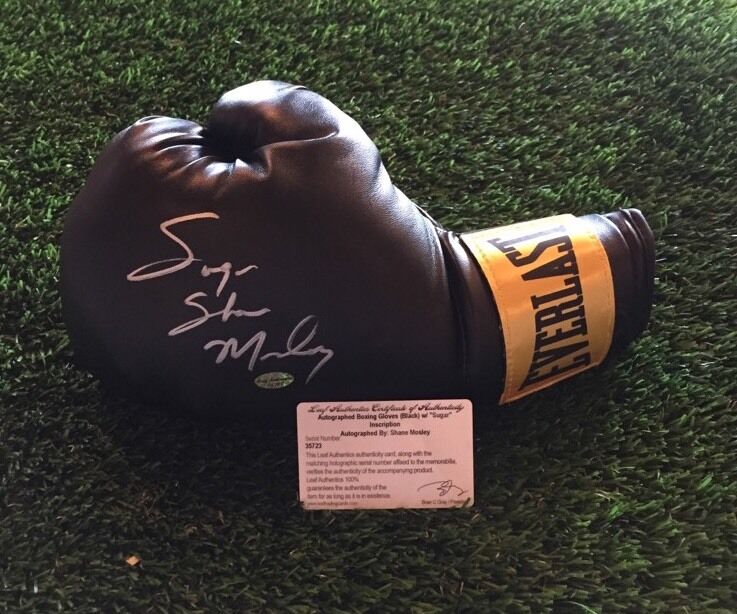 SUGAR SHANE MOSLEY Autographed EVERLAST Boxing Glove INSCRIBED Leaf COA