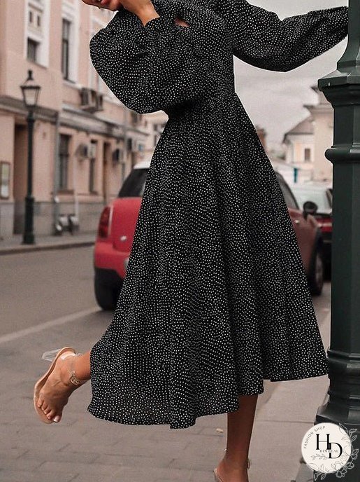 Dresses Polka Dot Print Long Sleeve Dress for Women