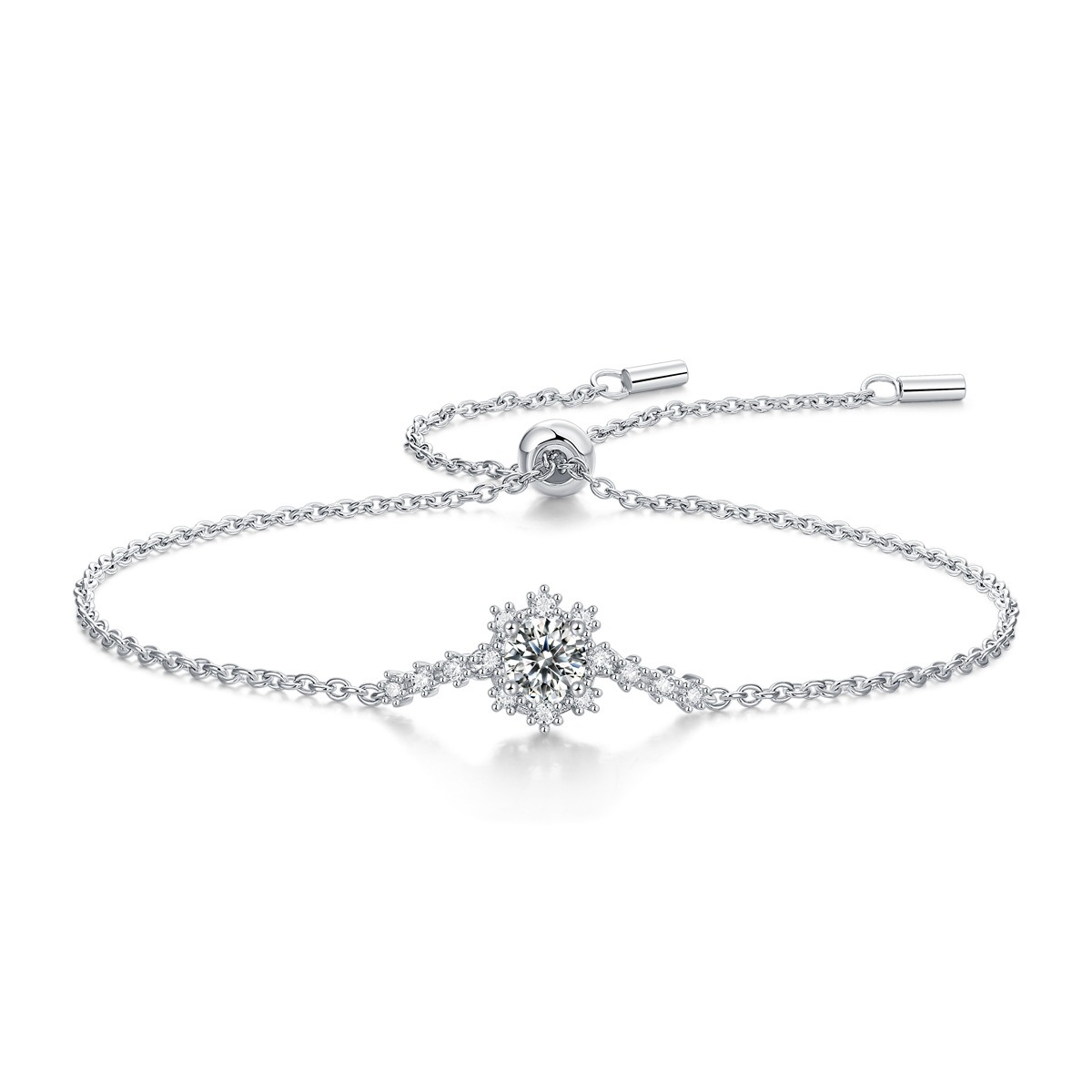  vvs Moissanite Charming Bracelet Chain Link 925 Sterling Silver Women Adjustable Bracelets Ladies Fine Jewelry