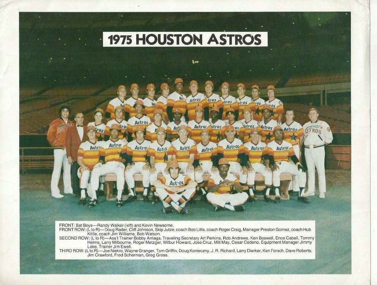 1975 Houston Astros Team Photo Poster painting and Roster Astrodome Giveaway Rare B823