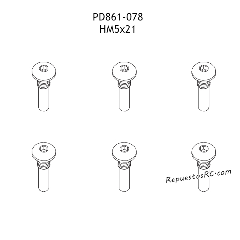 PD RACING TK10 Piezas Piezas HM5x21 Tornillo Hexagonal con Cabeza en B PD861-078