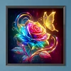 Diamond Painting -5D Full Round Drill Neon Rose Butterfly(40x40cm-Box Packagin)