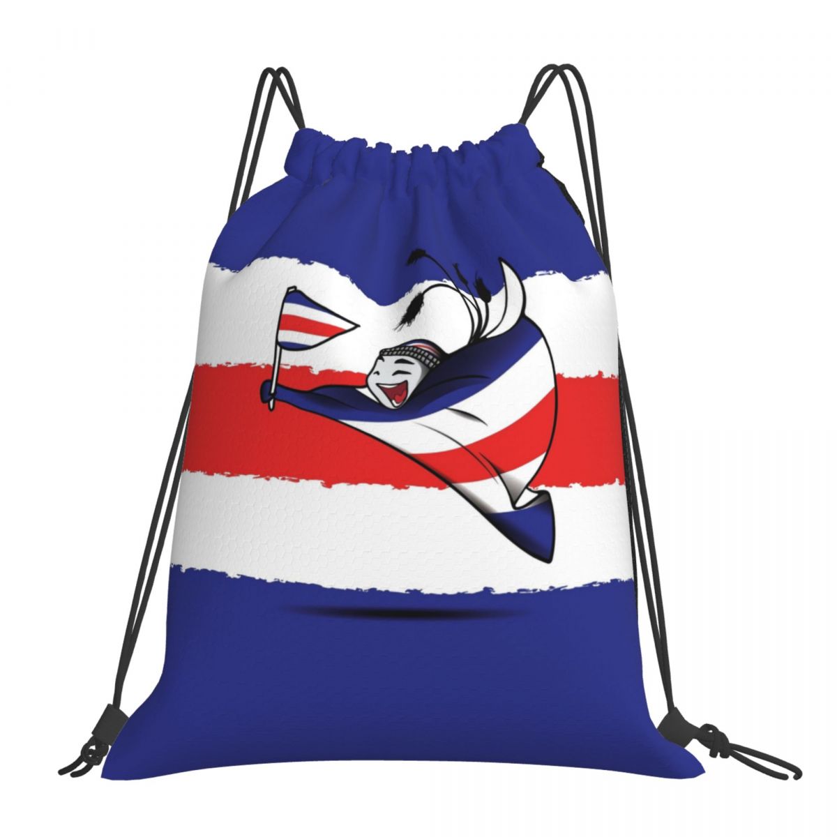 Costa Rica World Cup 2022 Mascot Waterproof Adjustable Lightweight Gym Drawstring Bag