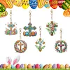 6Pcs Diamond Painting Double Sided Easter Cross Diamond Painting Art Keyring