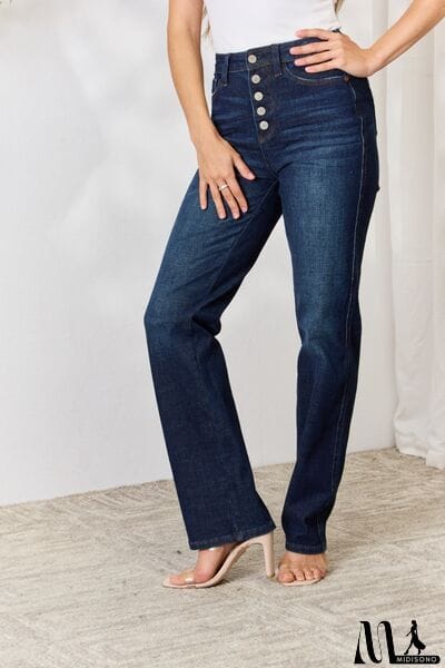 MidiSono - Judy Blue Full Size Button-Fly Straight Jeans