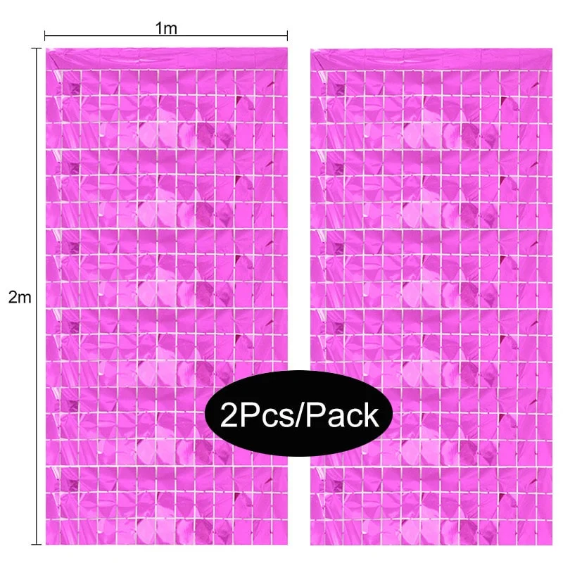 2Pack Party Backdrop Metallic Foil Fringe Tinsel Curtain Adult Kids Birthday Party Wedding Decoration Baby Shower Favor Supplies