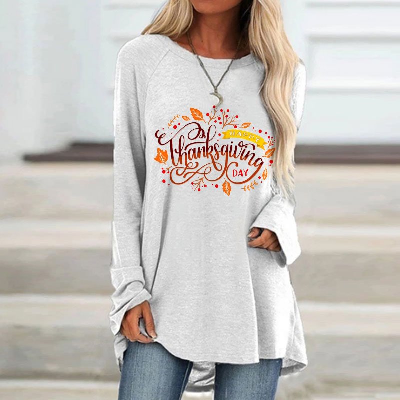 Happy Thanksgiving Day Autumn Print Casual Tees