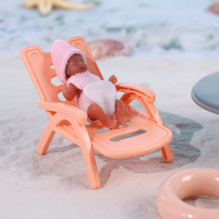 Babeside Aurora 3" Mini Full Silicone Sleeping Reborn Baby Unisex with Beach Playset Accessories