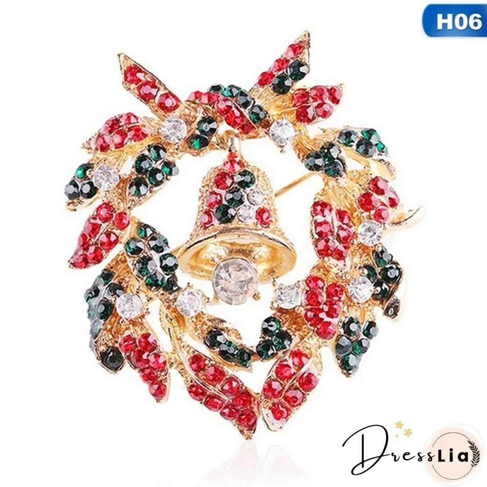 Fashion Crystal Christmas Snowman Christmas Tree Deer Brooch Pin Collar Womens Jewellery Xmas Party Jewelry