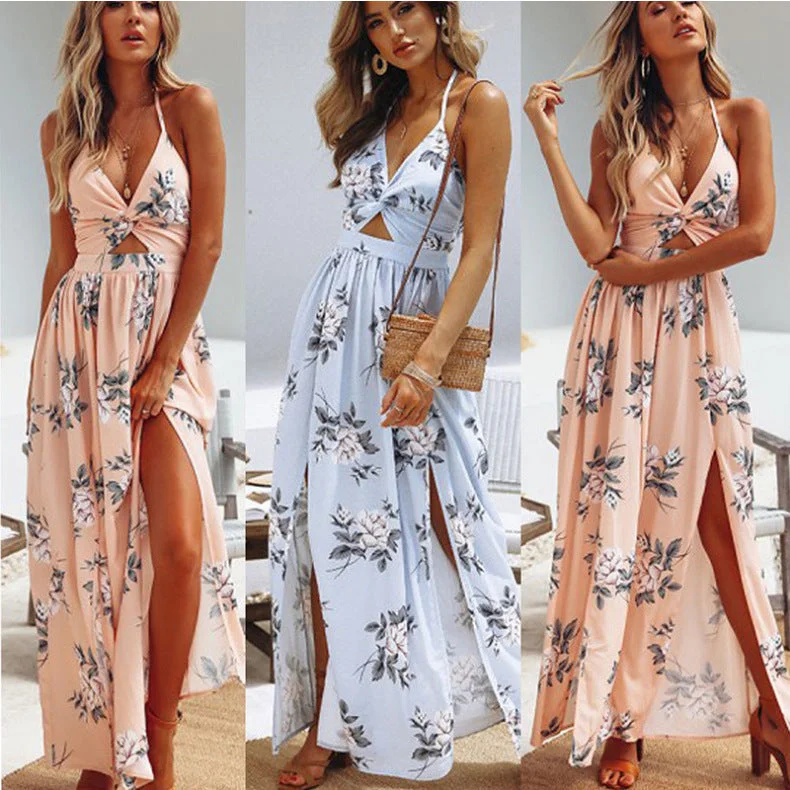 Uveng Fashion Bubble Printed Sexy Long Dresses