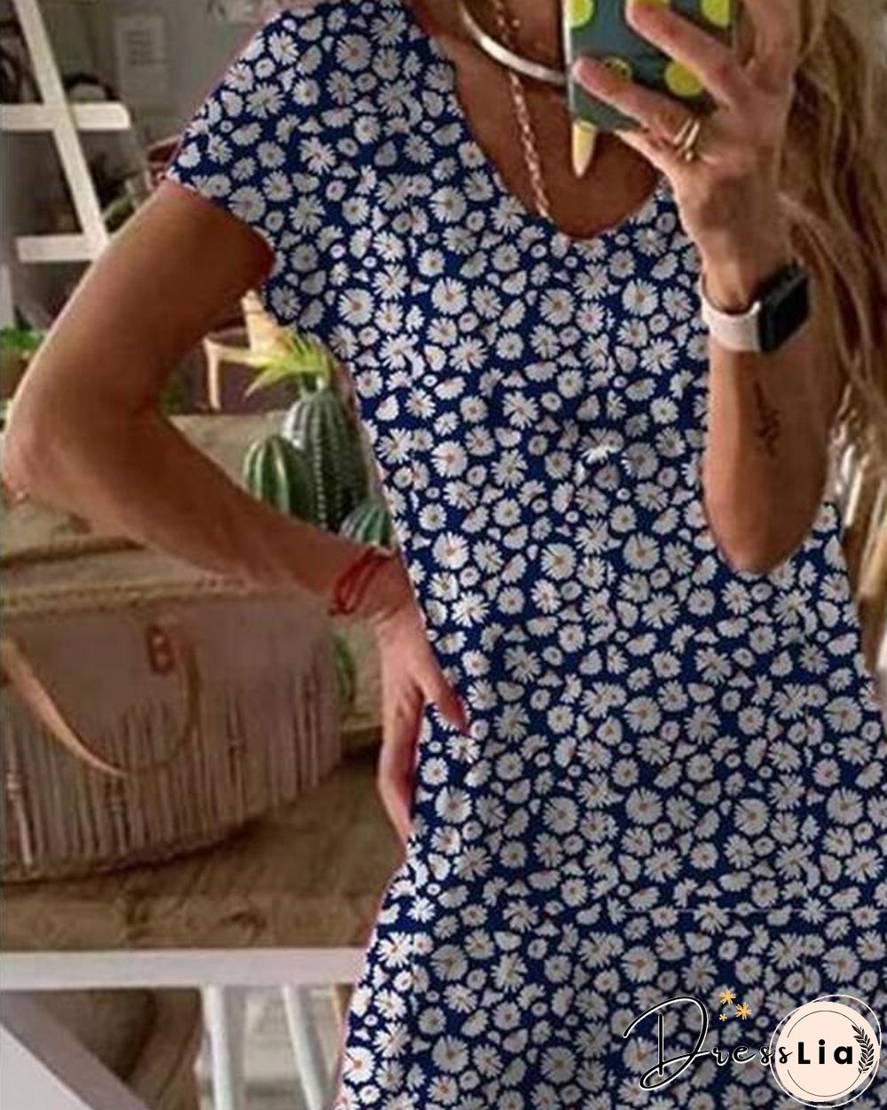 Floral Print Hem Split Maxi Dress