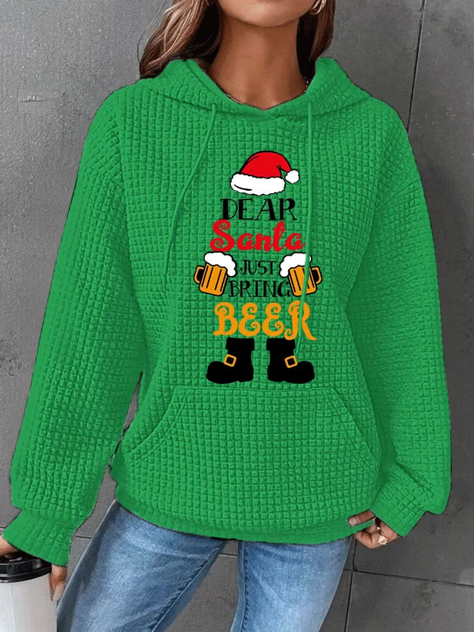 Women's Dear Santa Just Bring Beer Waffle Sweatshirt