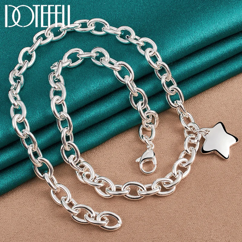 DOTEFFIL 925 Sterling Silver 18 Inch Chain Star Pendant Necklace For Woman Man Jewelry