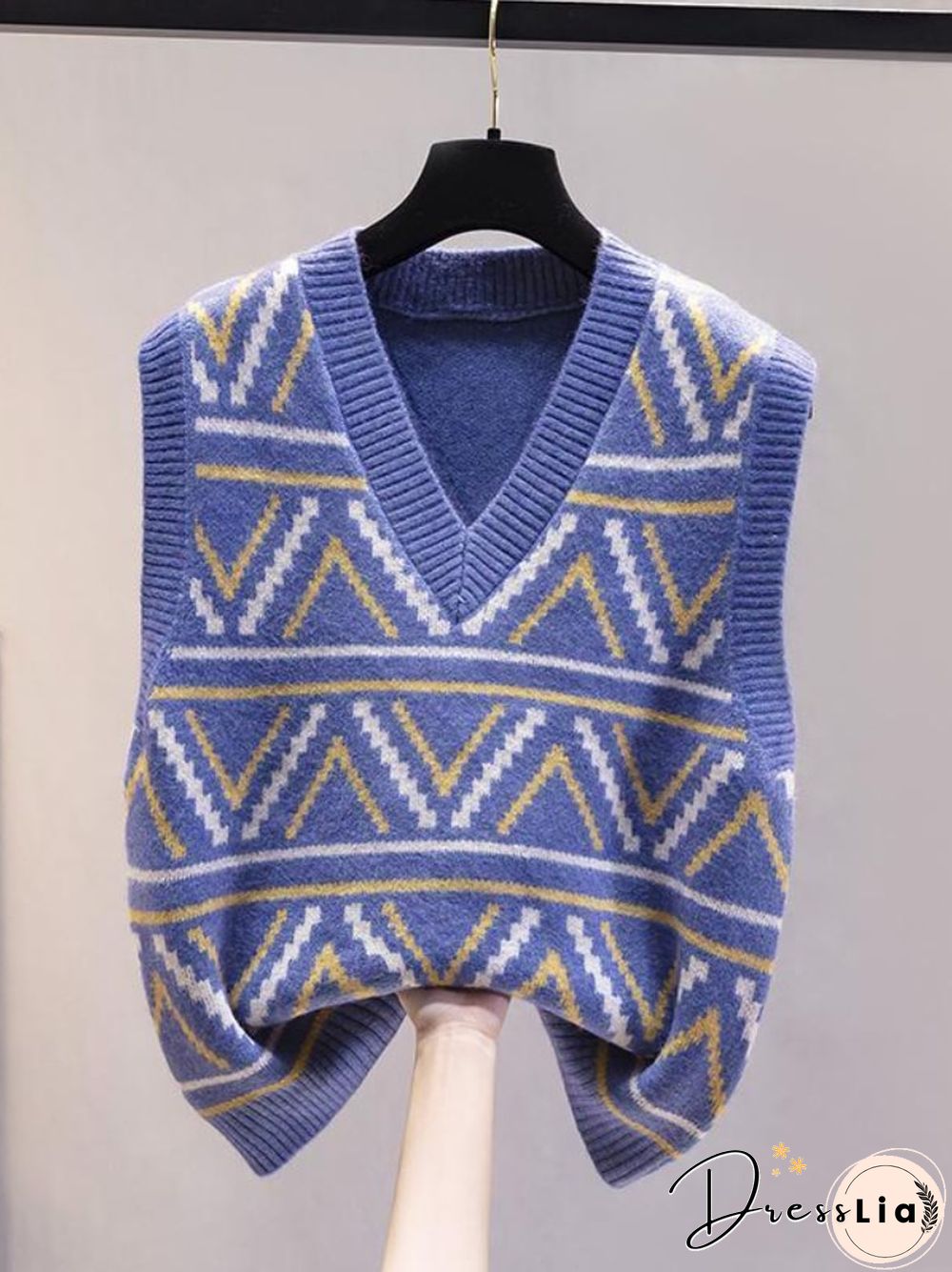 Sweater Vest Women New Autumn Winter V-neck Loose Knit Vest Diamond Lattice Tops Knitted Vest Women Casual Sweater Pullover