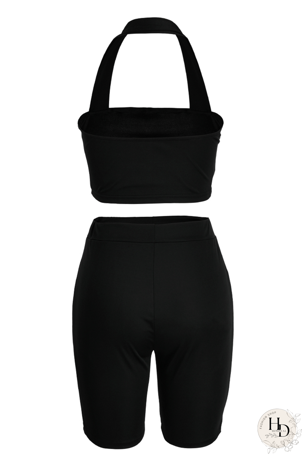 Rose Red Casual Solid Patchwork Halter Sleeveless Two Pieces