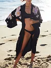 Loose Embroidered Long Sleeves Cover-Ups Tops