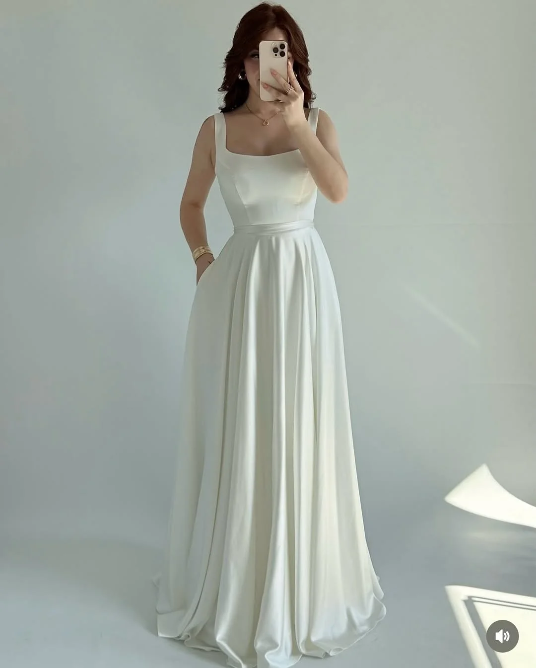 Elegant Pink Satin A-Line Sleeveless Square Prom Dress YK0216