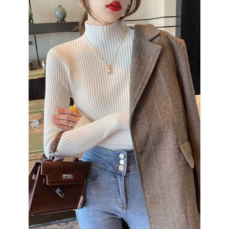 Uveng Uveng Collar Sweater Bottoming Women's Autumn And Winter 2024 New Clothes Fashion Knitted Shirt