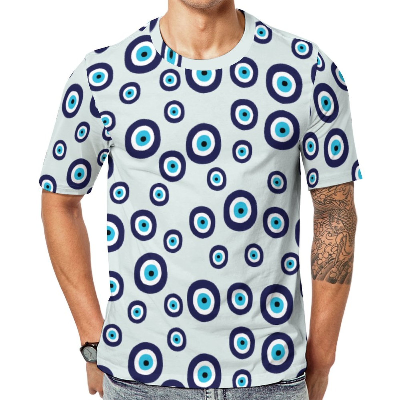 Greek Turkish Protective Evil Eye Symbol Short Sleeve Print Unisex Tshirt Summer Casual Tees for Men and Women Coolcoshirts