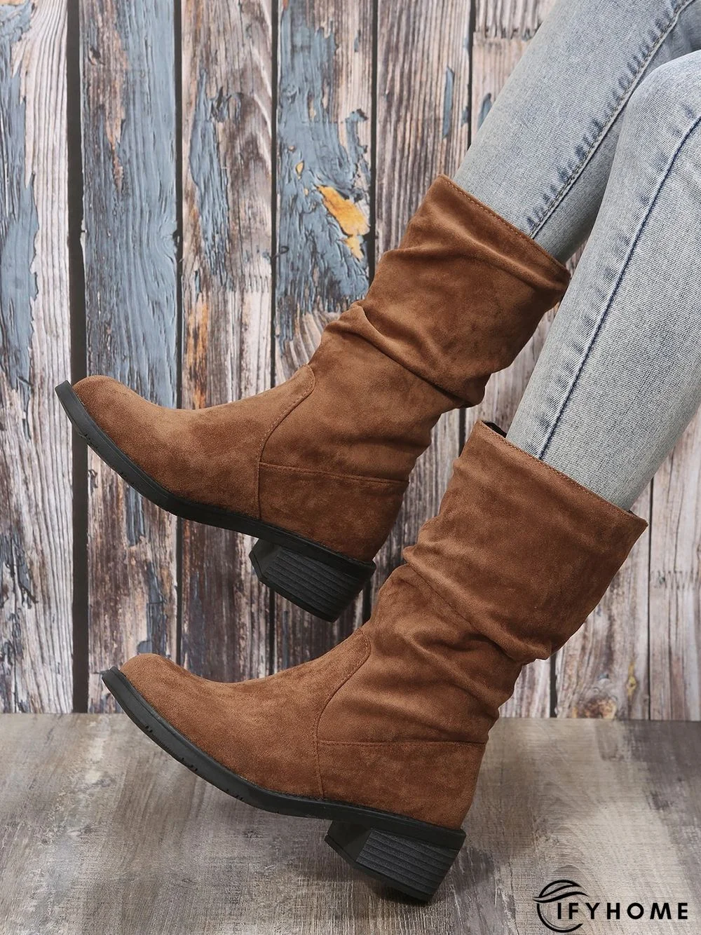 Faux Suede Slip On Slouchy Boots | IFYHOME