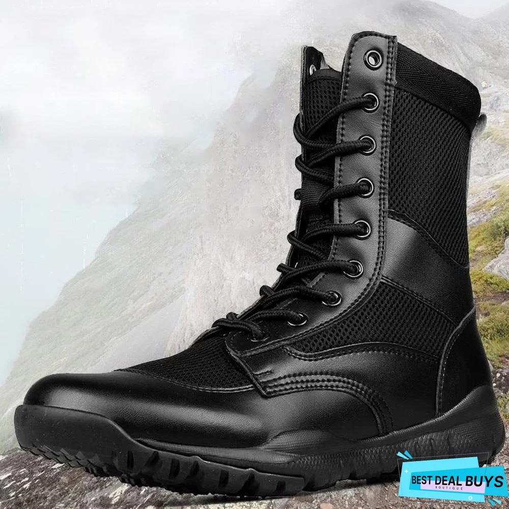 Fashion Men Military Boots Waterproof Breathable Leather Tactical Boots