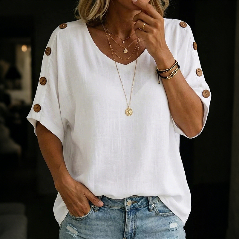 Women's Vintage Solid Color Button-up Cotton Linen Top elevenforest