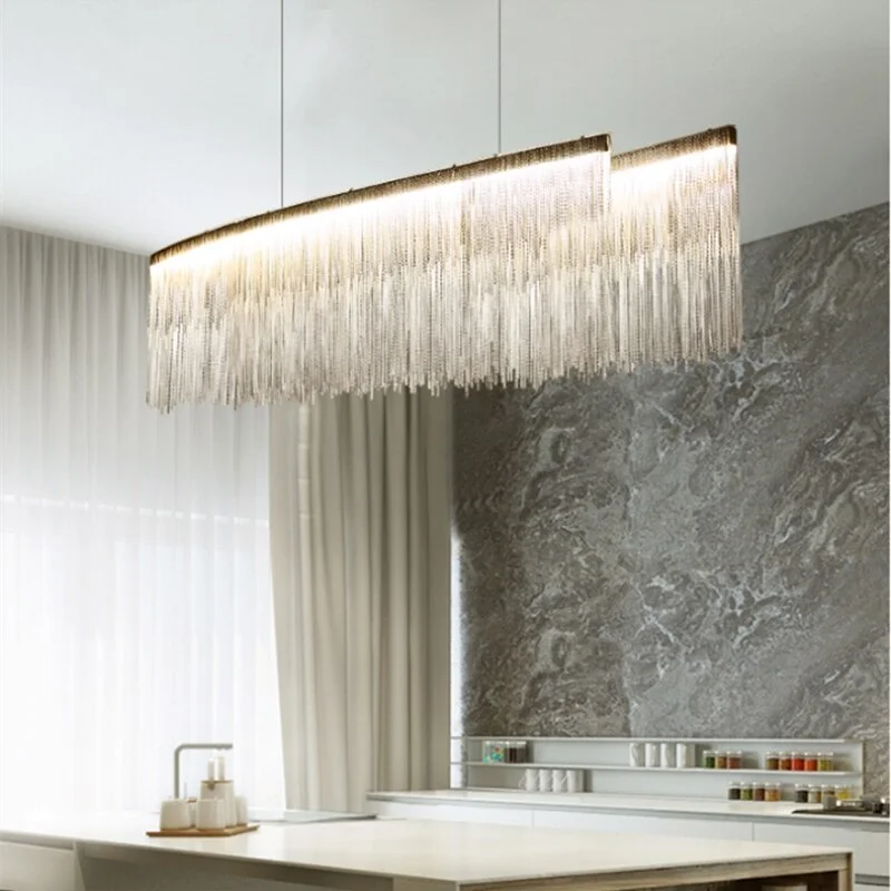 Italian Design Tassel Chain Pendant Light For Living Room Bedroom Dining Room Indoor Home Silver/Rose Gold Hanging Pendant Lamp