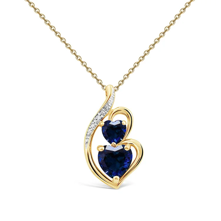 For Daughter - S925 Mother and Daughter are Connected Heart to Heart Blue Crystal Necklace