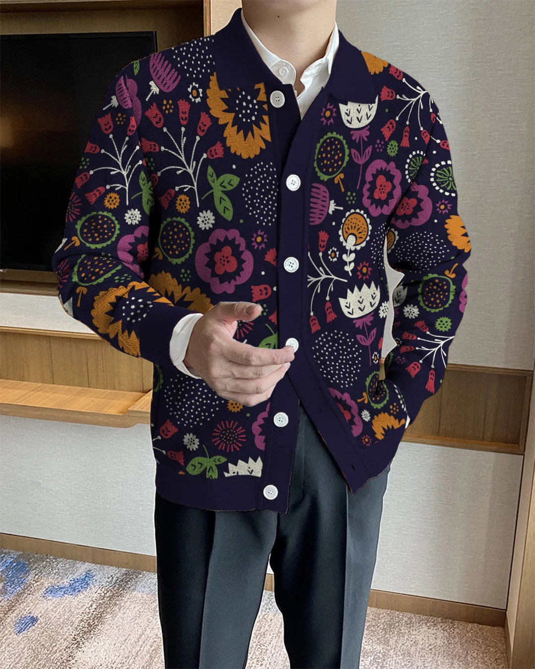 Men's Lapel Knitted Sweater Cardigan e8b9