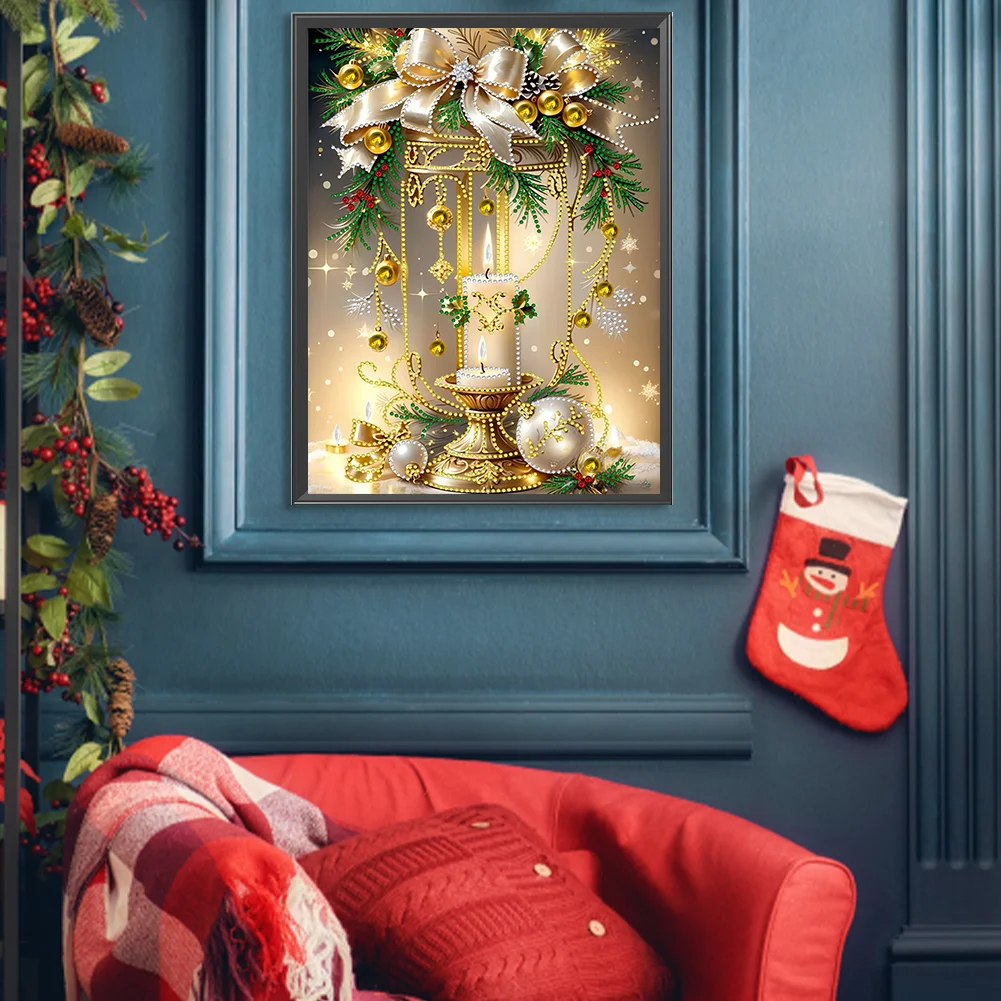 Diamond Painting - Partial Special Shaped Drill - Christmas Candle(Canvas|30*40cm)