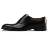 Handmade Men'S Captoe Leather Oxford Shoes Black