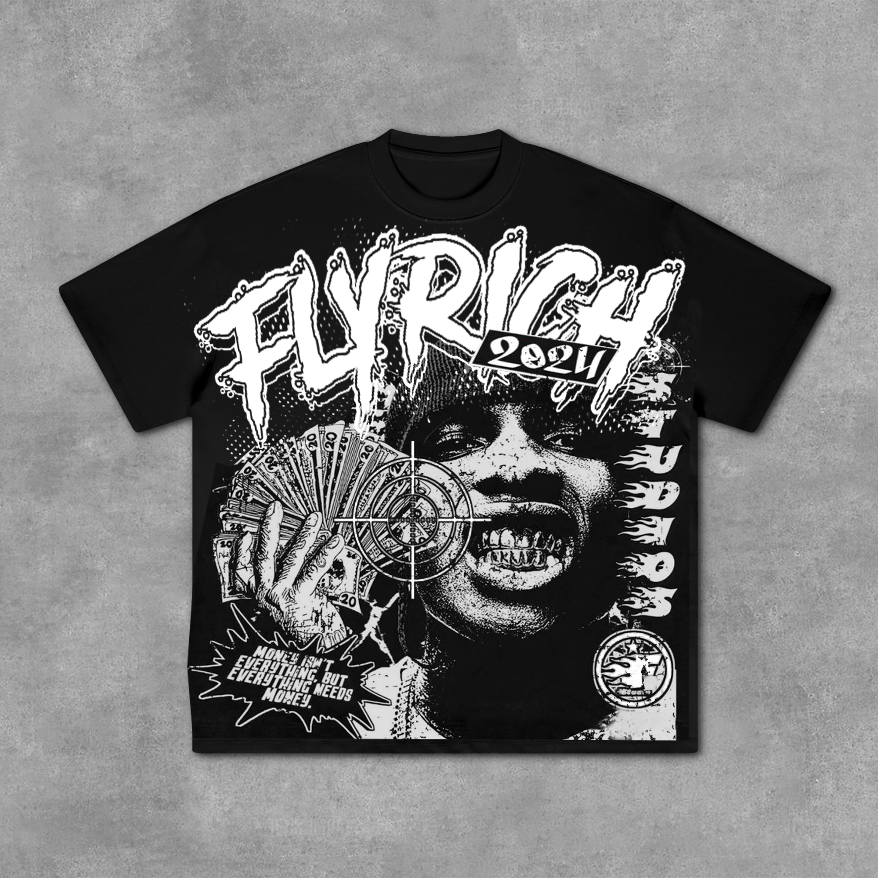 Fly Rich Abstract Human Face Graphic Cotton T-Shirt - SOPULA