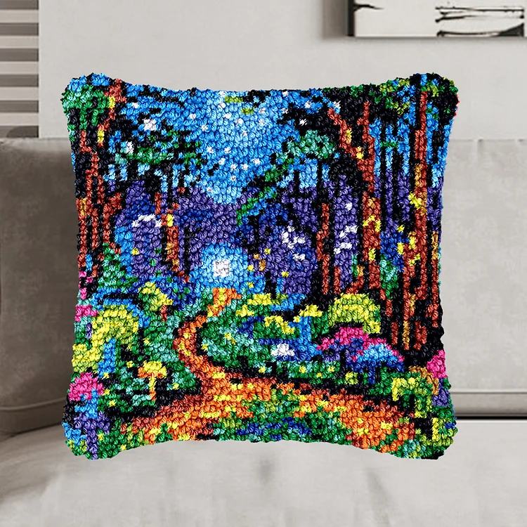 Enchanted Forest Pillowcase Latch Hook Kit for Adult, Beginner and Kid veirousa