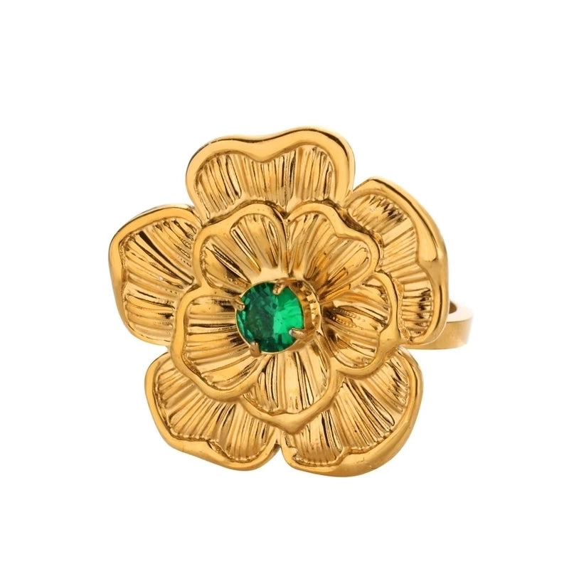 Vintage Style French Style Flower 304 Stainless Steel Zircon Rings