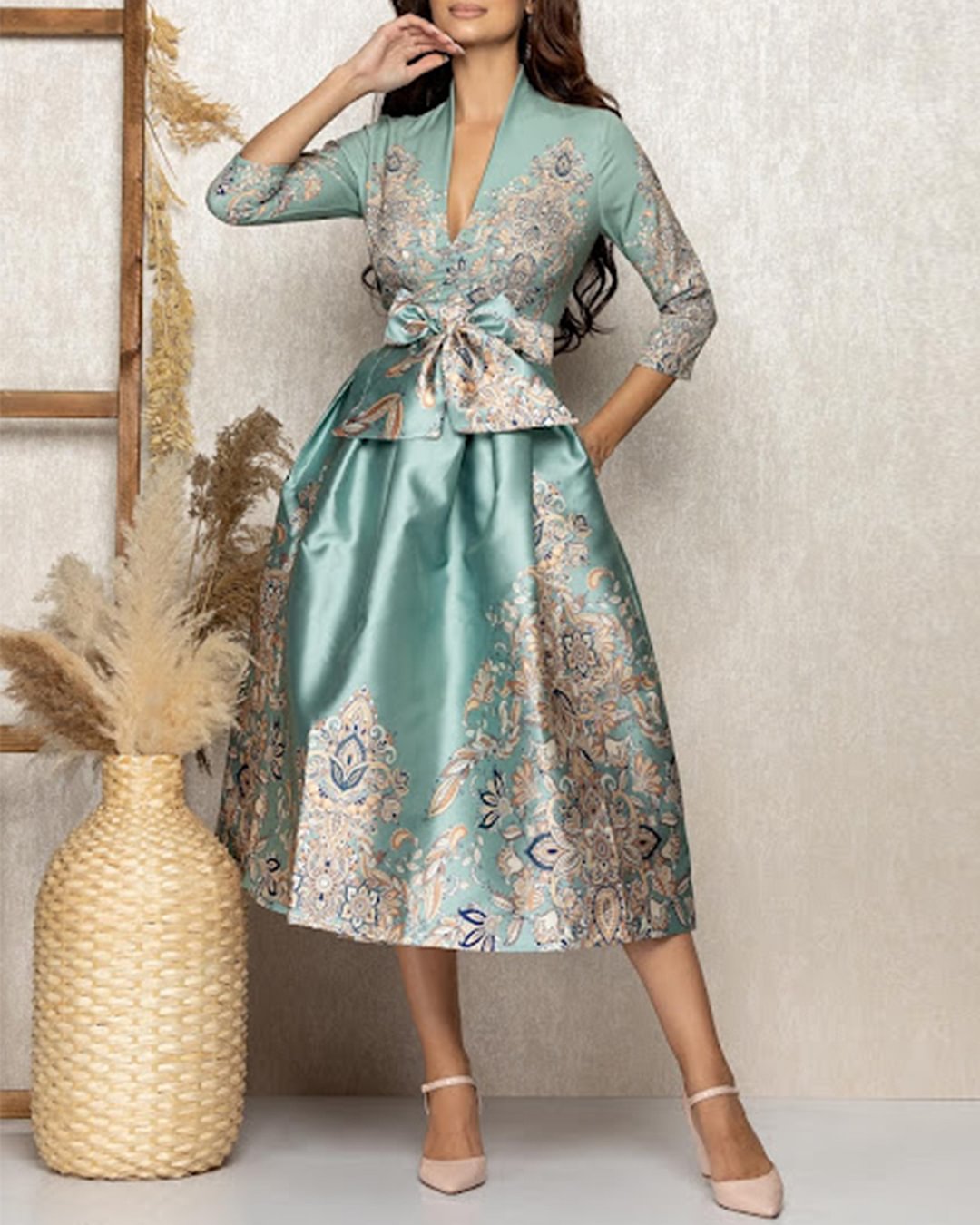 Stylish and elegant satin print dress