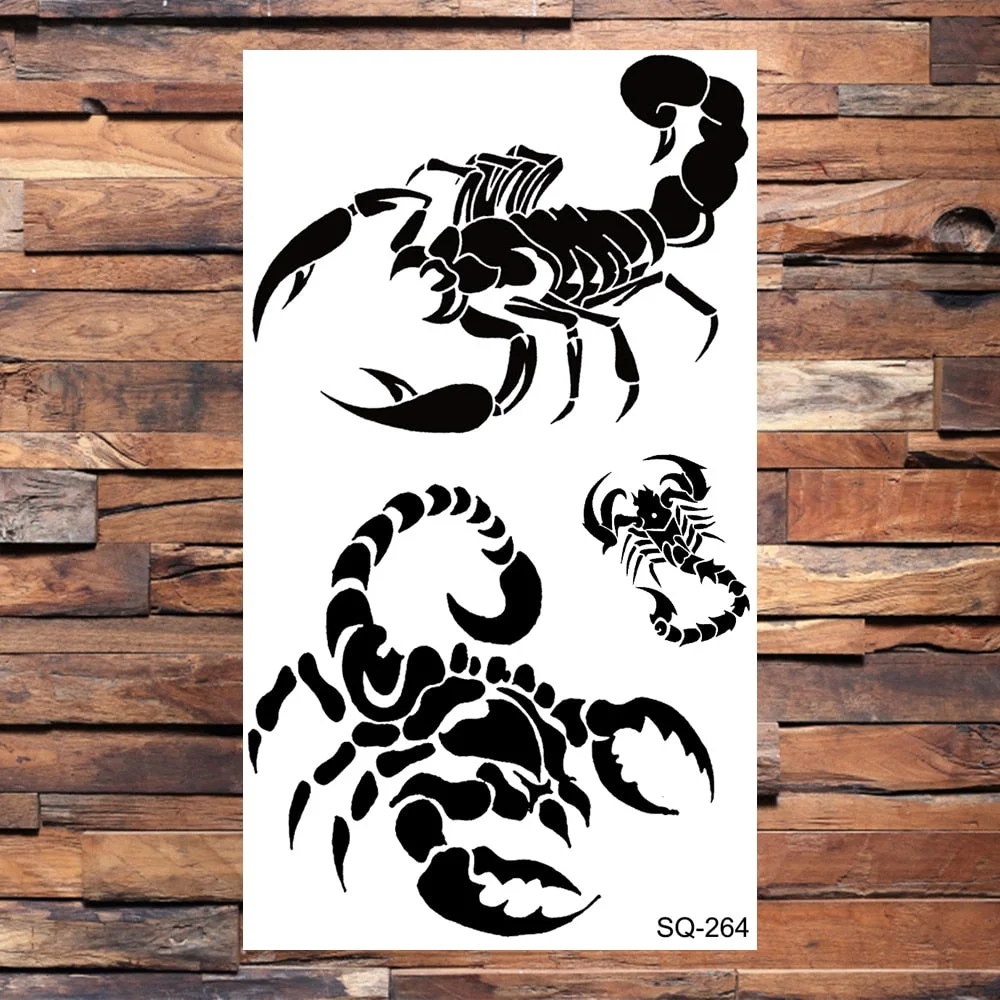 Black Dragon Temporary Tattoos For Men Women Realistic Scorpion Snake Fake Tattoo Sticker Body Arm Water Transfer Tatoos DIY