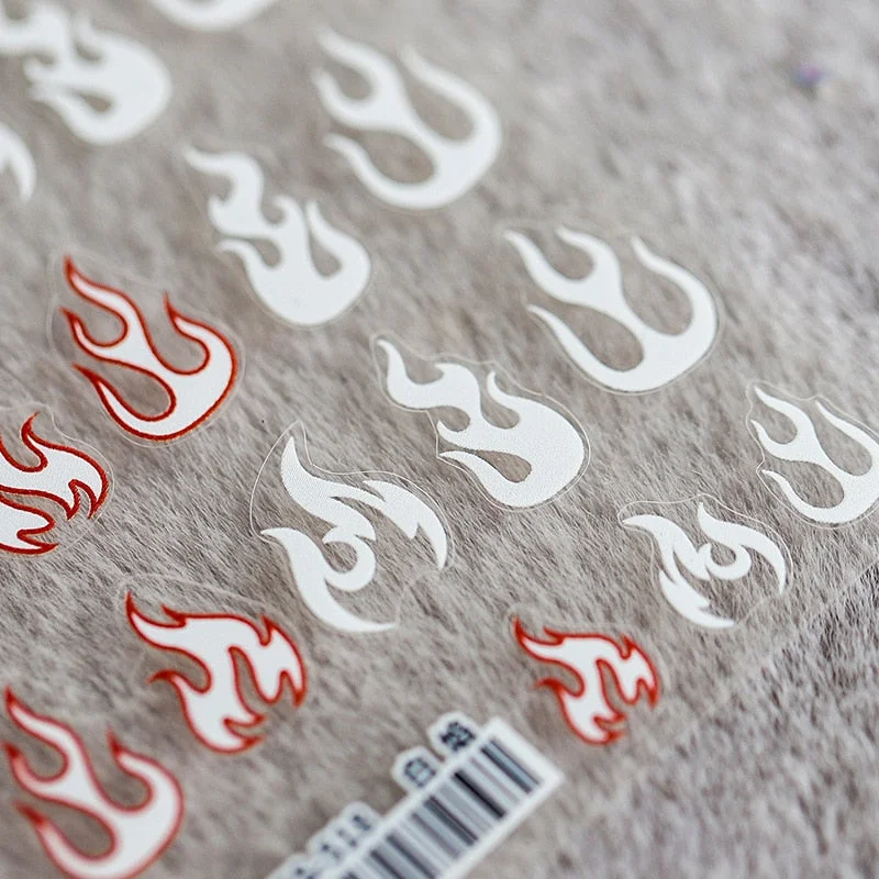 1PC Flame Simple 3D Nail Stickers Gradient Honeycomb Geometric Transfer Water Sliders Manicures Decoration Japanese Design Decal-Nail Inspo