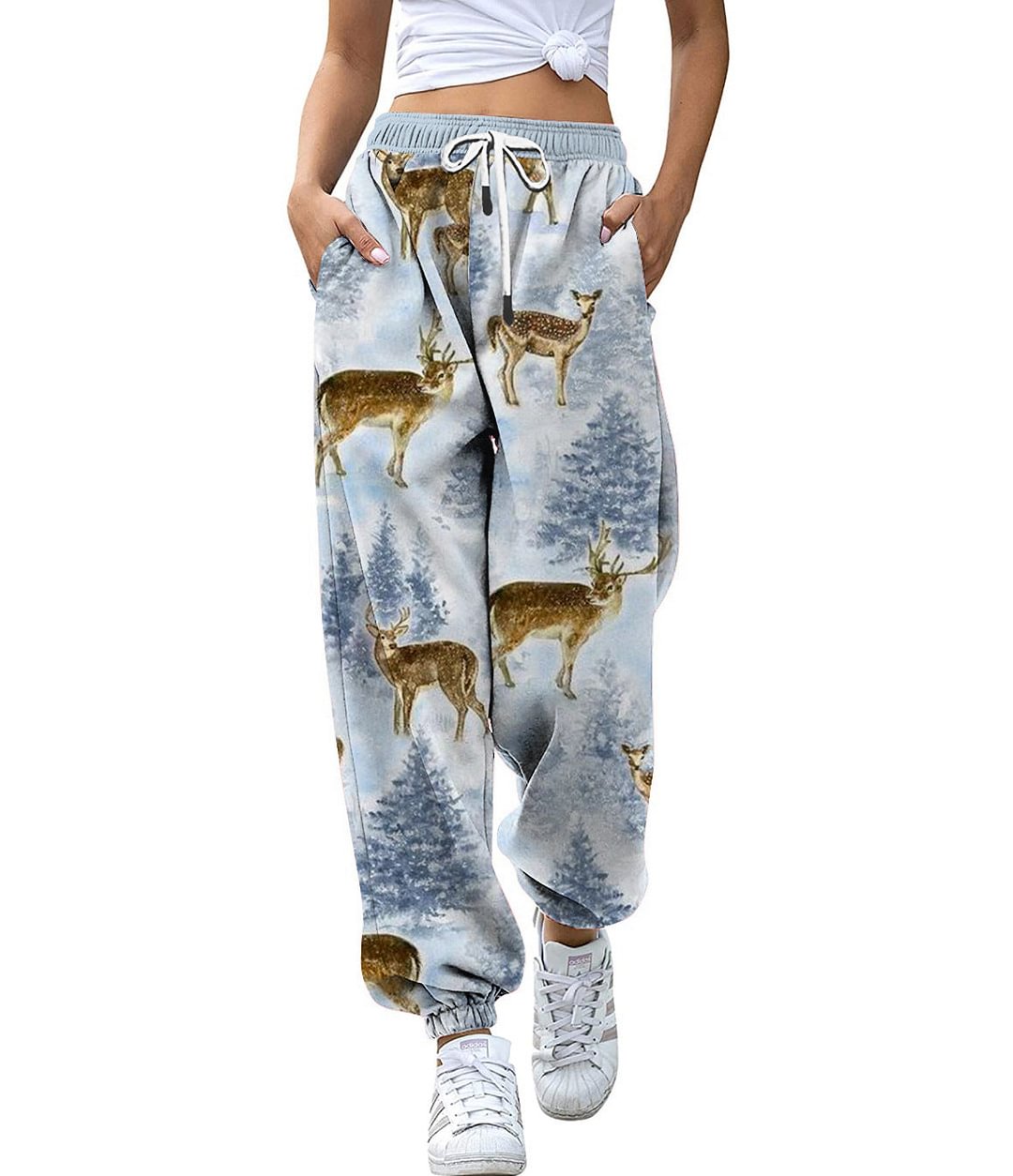 Christmas  Printed Loose Casual Sports Harem Pants