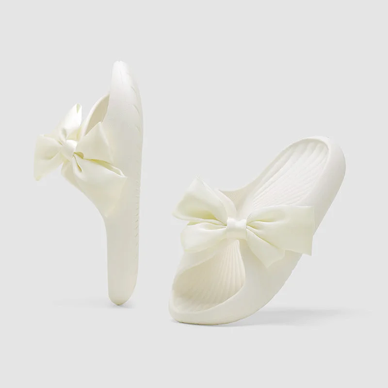 Solid color bow EVA breathable slippers