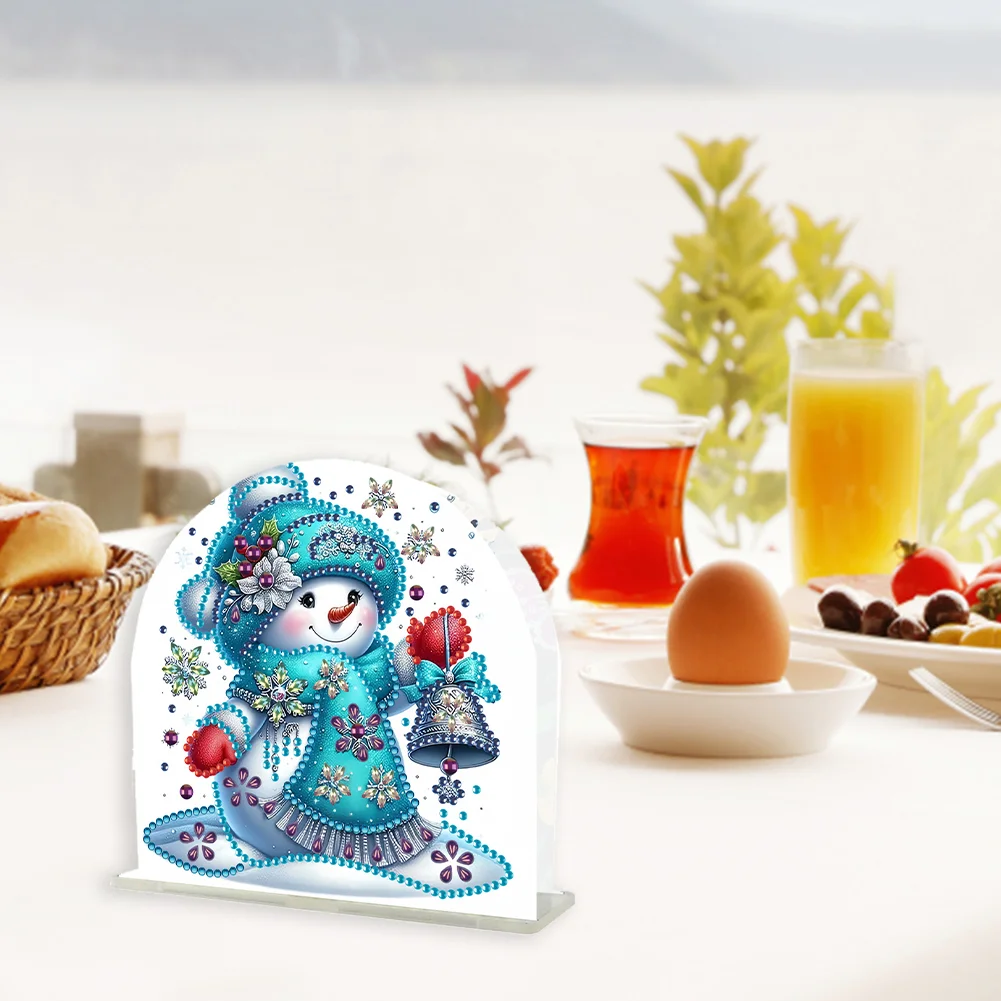 DIY Christmas Snowman Acrylic DIY 5D Diamond Art Painting Napkin Holder Set