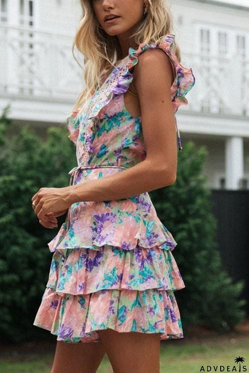 Mighty Good Time Flower Backless Mini Dress